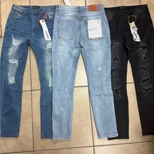 Purple Men's Skinny Jeans - Dark Blue, Light Blue, Black